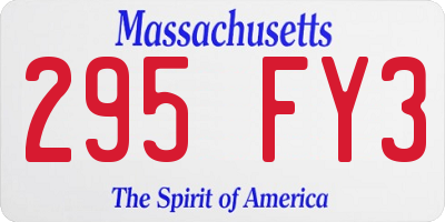 MA license plate 295FY3