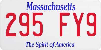 MA license plate 295FY9