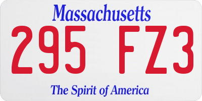 MA license plate 295FZ3