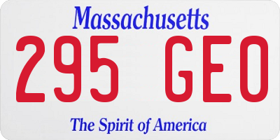 MA license plate 295GE0
