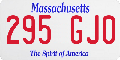 MA license plate 295GJ0