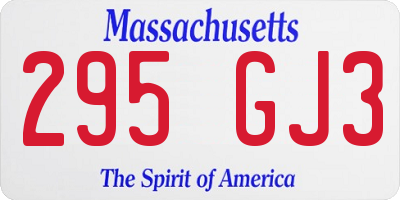MA license plate 295GJ3