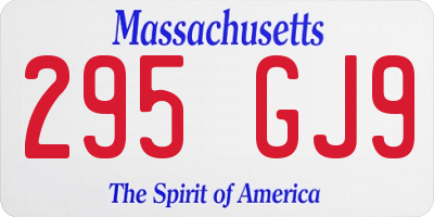 MA license plate 295GJ9