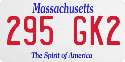 MA license plate 295GK2