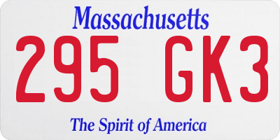 MA license plate 295GK3