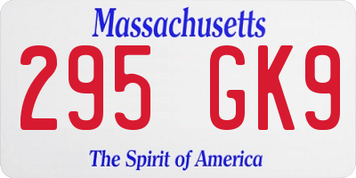 MA license plate 295GK9