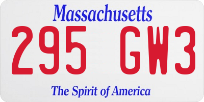 MA license plate 295GW3