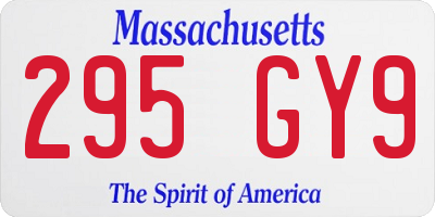 MA license plate 295GY9