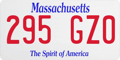 MA license plate 295GZ0