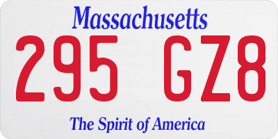 MA license plate 295GZ8