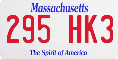MA license plate 295HK3