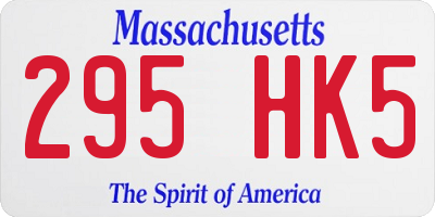 MA license plate 295HK5