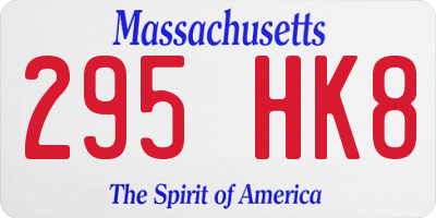 MA license plate 295HK8
