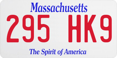MA license plate 295HK9