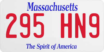 MA license plate 295HN9