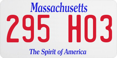 MA license plate 295HO3