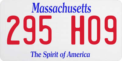 MA license plate 295HO9