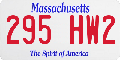 MA license plate 295HW2