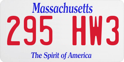MA license plate 295HW3