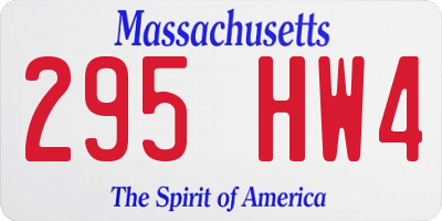 MA license plate 295HW4