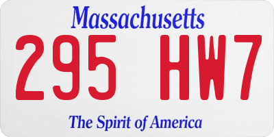 MA license plate 295HW7