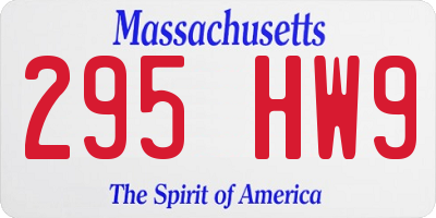 MA license plate 295HW9