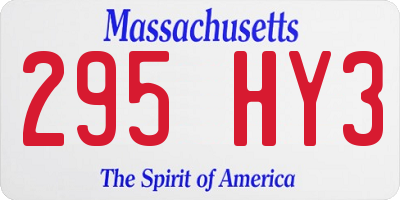 MA license plate 295HY3