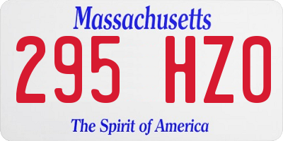 MA license plate 295HZ0
