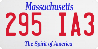 MA license plate 295IA3