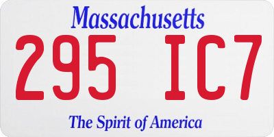 MA license plate 295IC7