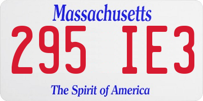 MA license plate 295IE3
