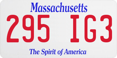 MA license plate 295IG3