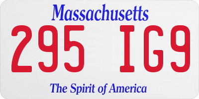 MA license plate 295IG9
