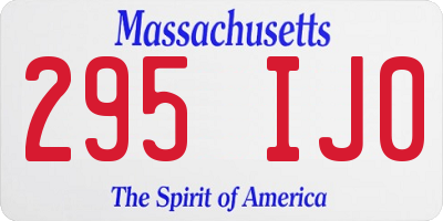 MA license plate 295IJ0