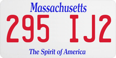 MA license plate 295IJ2