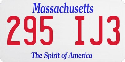 MA license plate 295IJ3
