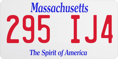 MA license plate 295IJ4