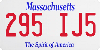 MA license plate 295IJ5