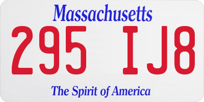 MA license plate 295IJ8