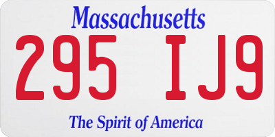 MA license plate 295IJ9