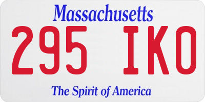MA license plate 295IK0