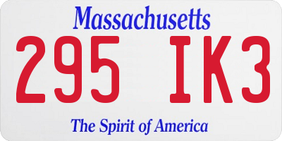 MA license plate 295IK3