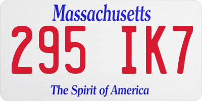MA license plate 295IK7