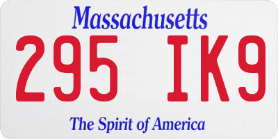 MA license plate 295IK9