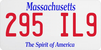 MA license plate 295IL9