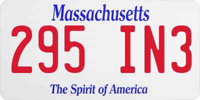 MA license plate 295IN3