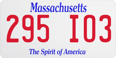 MA license plate 295IO3