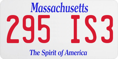 MA license plate 295IS3