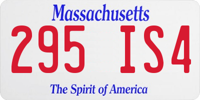 MA license plate 295IS4