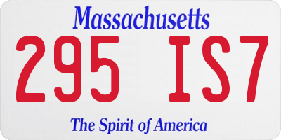 MA license plate 295IS7